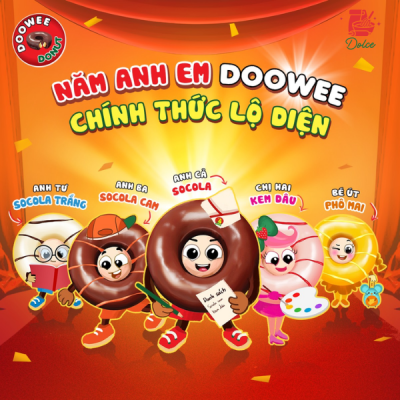 BÁNH DOOWEE DONUT PHỦ SOCOLA NHÂN KEM ĐỦ VỊ HỘP 300G