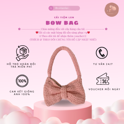 [FREESHIP] Túi nơ len xinh xắn - bow crochet bag - phụ kiện thời trang handmade