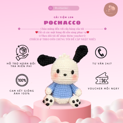 [MỚI] Móc khoá len chó con Pochacco nhiều mẫu handmade, phụ kiện len, quà tặng len, móc khóa len