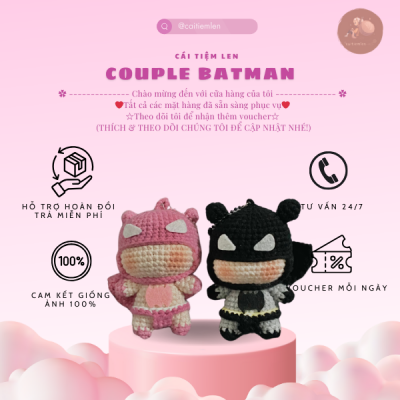 [MỚI] Móc khoá len Batman - Người dơi bằng len handmade, quà tặng bằng len, móc khóa len